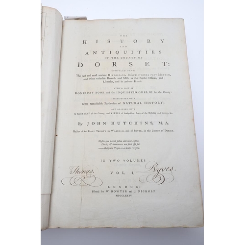 140 - JOHN HUTCHINS. The History and Antiquities of Dorset, 2 volumes, 1774. John Hutchins. The History an... 