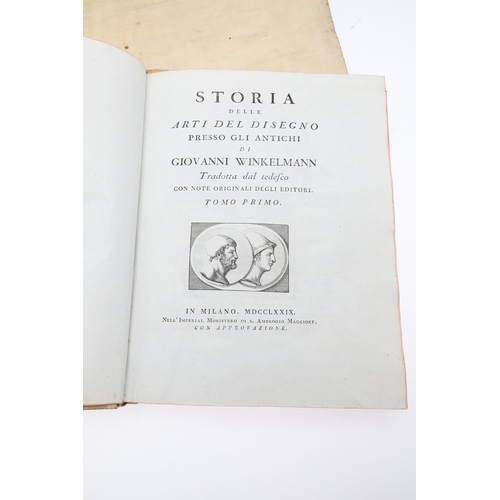 51 - JOHANN JOACHIM. Storia Delle Arti Del Disegno Presso Gli Antichi, 2 Vols, 1779. Johann Joachim. Stor... 