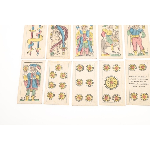 73 - CARLO ZANARDI. Playing Cards, c.1855. Carlo Zanardi. Playing Cards, Romagnole Pattern, 40 cards, han... 