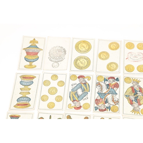 74 - ALL' ANCORA. Playing Cards, Italian, 1853. All' Ancora. Playing Cards, 40 cards, hand-coloured woodc... 