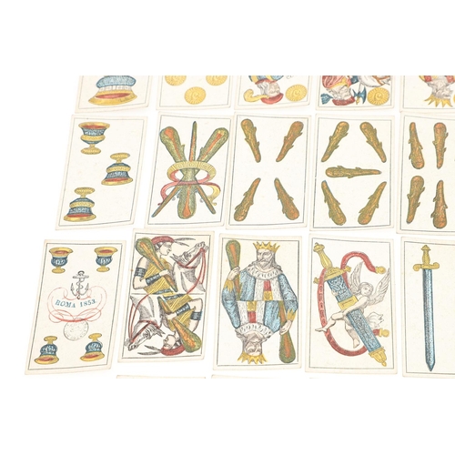 74 - ALL' ANCORA. Playing Cards, Italian, 1853. All' Ancora. Playing Cards, 40 cards, hand-coloured woodc... 