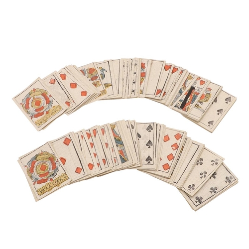 75 - MINIATURE PLAYING CARDS, French, c. 1840. Playing Cards. Two identical sets of miniature playing car... 