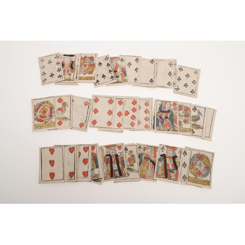 75 - MINIATURE PLAYING CARDS, French, c. 1840. Playing Cards. Two identical sets of miniature playing car... 