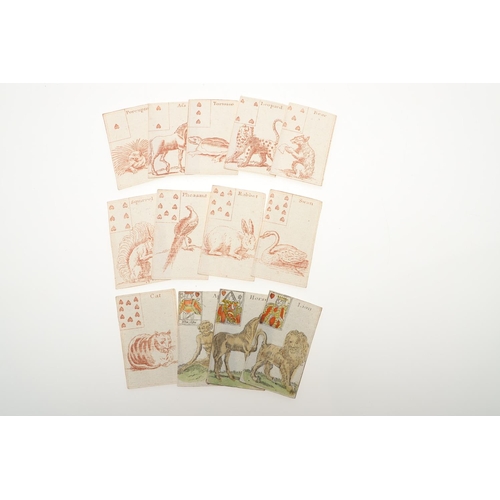 76 - ANON. Games, c. 1800-1840. Anon. Games. A group of 31 captioned cards, divided into two suites, 16 p... 