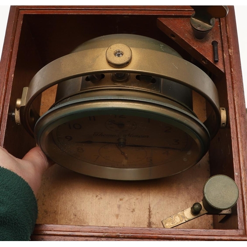 443 - AN EARLY 20TH CENTURY TWO DAY MARINE CRONOMETER BY THOMAS MERCER. with silvered Arabic dial inscribe... 