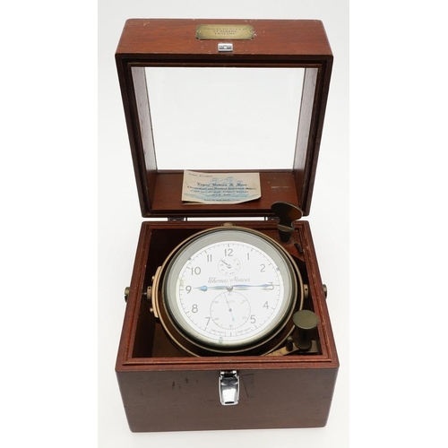 443 - AN EARLY 20TH CENTURY TWO DAY MARINE CRONOMETER BY THOMAS MERCER. with silvered Arabic dial inscribe... 