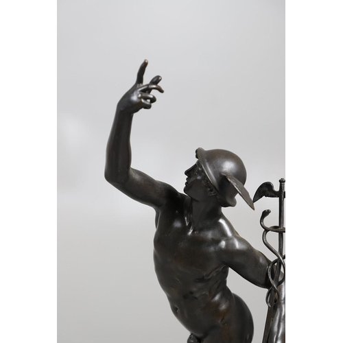 444 - AFTER GIAMBOLOGNA, BARBEDIENNE FOUNDRY BRONZE OF MERCURY. the Roman messenger of the gods and patron... 