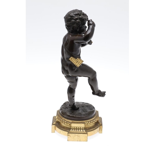 447 - A PAIR OF FRENCH BRONZE PUTTI, IN THE MANNER OF CLAUDE 'CLODION' MICHEL. 19th century, each modelled... 