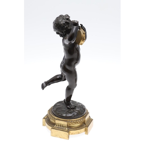 447 - A PAIR OF FRENCH BRONZE PUTTI, IN THE MANNER OF CLAUDE 'CLODION' MICHEL. 19th century, each modelled... 