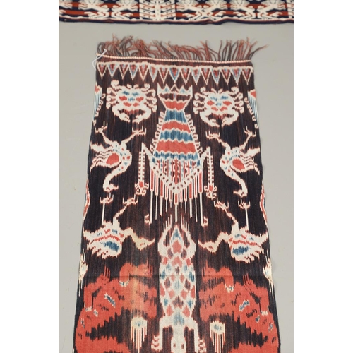 457 - FIVE INDONESIAN SUMBA IKAT COTTON TEXTILE PANELS. of varying size and design, the longest 52cm x 60c... 