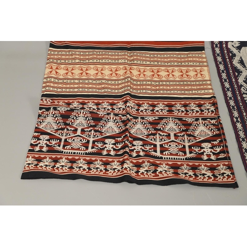 458 - FIVE INDONESIAN SUMBA IKAT COTTON TEXTILE PANELS. of varying size and design, the longest 243cm x 66... 