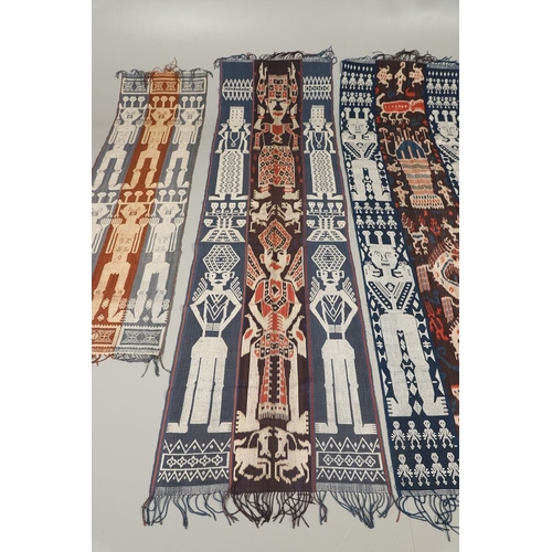 460 - FOUR INDONESIAN SUMBA IKAT COTTON TEXTILE PANELS. of varying sizes and figural designs, the longest ... 