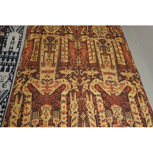 460 - FOUR INDONESIAN SUMBA IKAT COTTON TEXTILE PANELS. of varying sizes and figural designs, the longest ... 