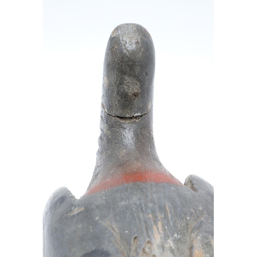 462 - A 19TH CENTURY WOODEN PIGEON DECOY. the painted body with carved detail and glass eyes, the tail wit... 