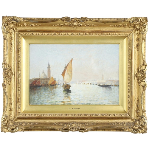 304 - ARTHUR JOSEPH MEADOWS (1843-1907). VENICE FROM S. GIORGIO. Signed and dated 1902, also signed and in... 