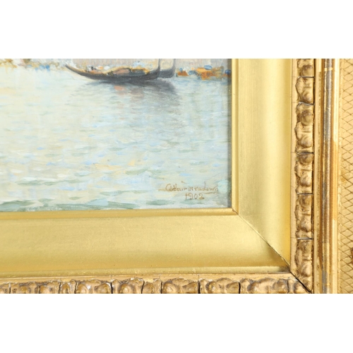 304 - ARTHUR JOSEPH MEADOWS (1843-1907). VENICE FROM S. GIORGIO. Signed and dated 1902, also signed and in... 