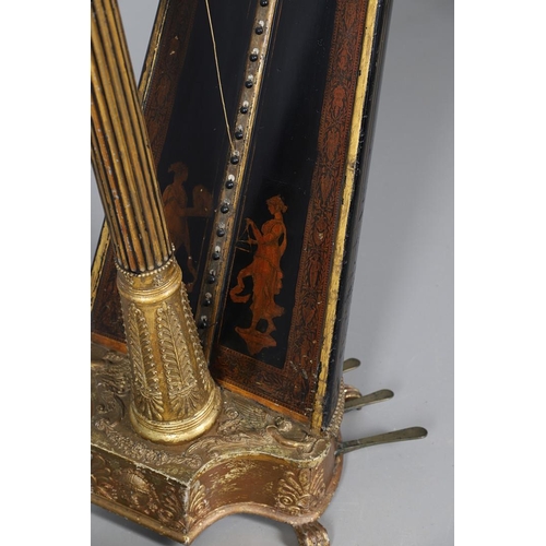 467 - AN EBONISED AND GILTWOOD 'GRECIAN' HARP BY SEBASTIAN ERARDS. 19th century, the gilded Corinthian col... 