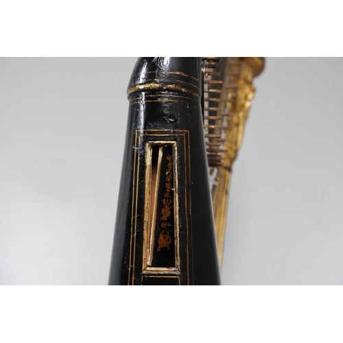 467 - AN EBONISED AND GILTWOOD 'GRECIAN' HARP BY SEBASTIAN ERARDS. 19th century, the gilded Corinthian col... 