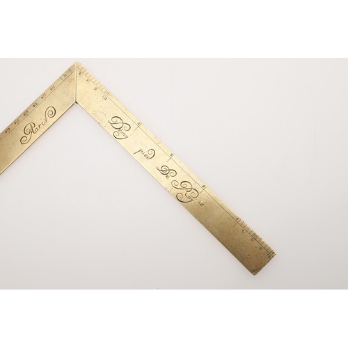 468 - A LATE 17TH CENTURY BRASS FOLDING RULE. engraved 'Butterfield, Paris',  'Demy pied De Roy', the reve... 