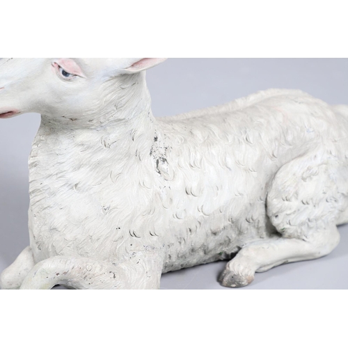 474 - A CARVED GERMAN 'LAMM GOTTES' OR LAMB OF GOD. late 18th century, probably Bavarian, modelled recumbe... 