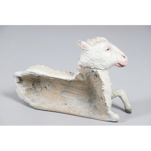 474 - A CARVED GERMAN 'LAMM GOTTES' OR LAMB OF GOD. late 18th century, probably Bavarian, modelled recumbe... 