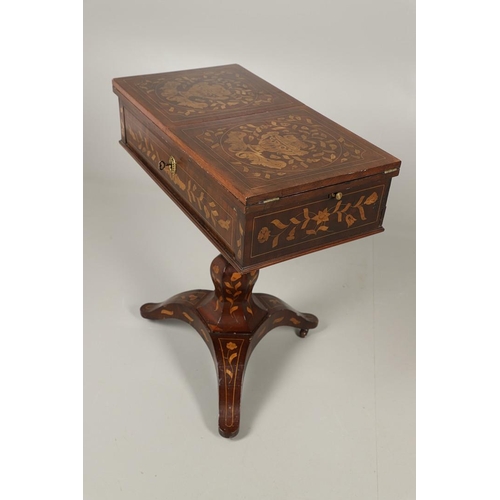 480 - AN UNUSUAL DUTCH MAHOGANY MARQUETRY SOFA TABLE. late 19th century, with all over floral inlay to rou... 