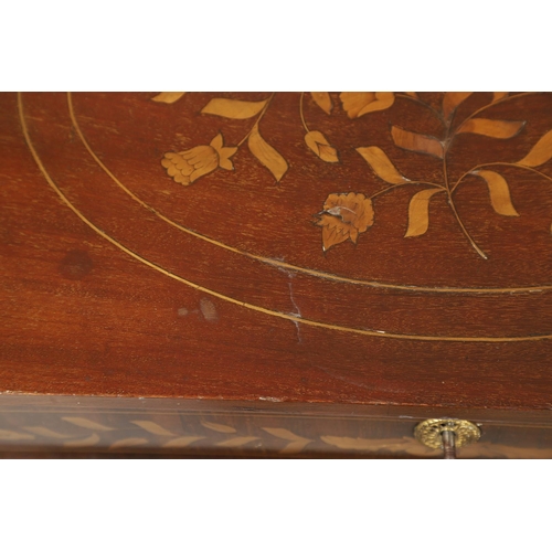 480 - AN UNUSUAL DUTCH MAHOGANY MARQUETRY SOFA TABLE. late 19th century, with all over floral inlay to rou... 