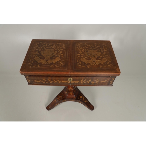 480 - AN UNUSUAL DUTCH MAHOGANY MARQUETRY SOFA TABLE. late 19th century, with all over floral inlay to rou... 