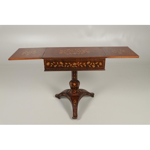 480 - AN UNUSUAL DUTCH MAHOGANY MARQUETRY SOFA TABLE. late 19th century, with all over floral inlay to rou... 