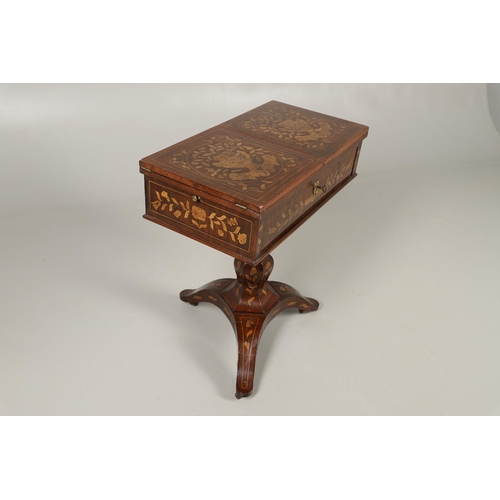 480 - AN UNUSUAL DUTCH MAHOGANY MARQUETRY SOFA TABLE. late 19th century, with all over floral inlay to rou... 