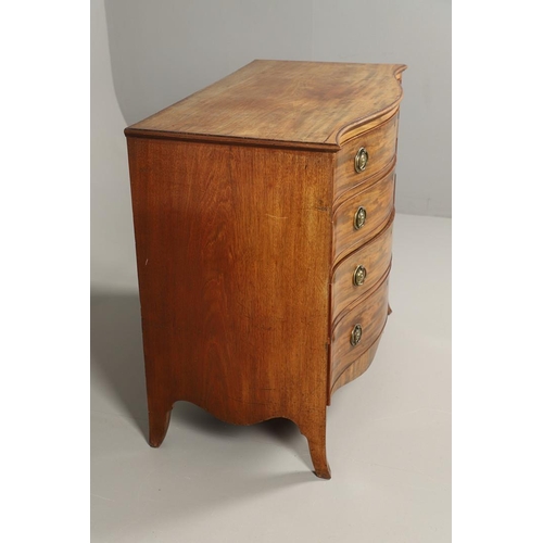 481 - AN 18TH CENTURY MAHOGANY SECRETAIRE CHEST. of serpentine form, the later secretaire section with fiv... 