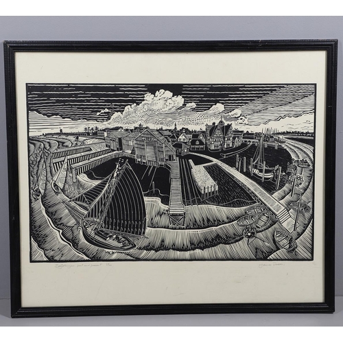 343 - JAMES DODDS (B.1957). BRIGHTLINGSEA, PAST AND PRESENT. (d) Linocut, 2000, signed, titled and numbere... 
