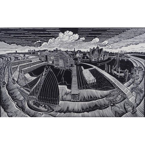 343 - JAMES DODDS (B.1957). BRIGHTLINGSEA, PAST AND PRESENT. (d) Linocut, 2000, signed, titled and numbere... 
