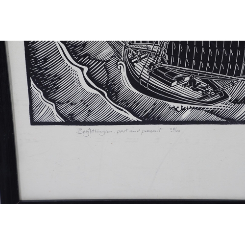 343 - JAMES DODDS (B.1957). BRIGHTLINGSEA, PAST AND PRESENT. (d) Linocut, 2000, signed, titled and numbere... 