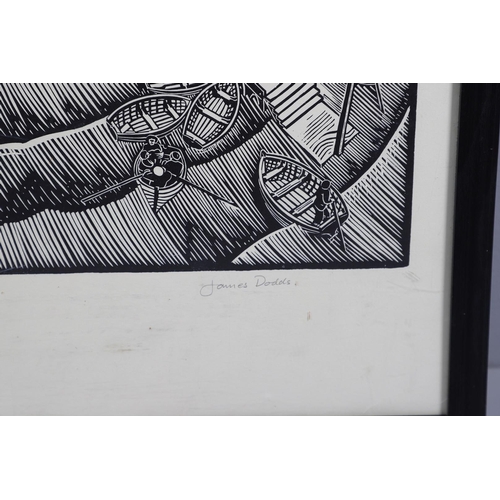343 - JAMES DODDS (B.1957). BRIGHTLINGSEA, PAST AND PRESENT. (d) Linocut, 2000, signed, titled and numbere... 
