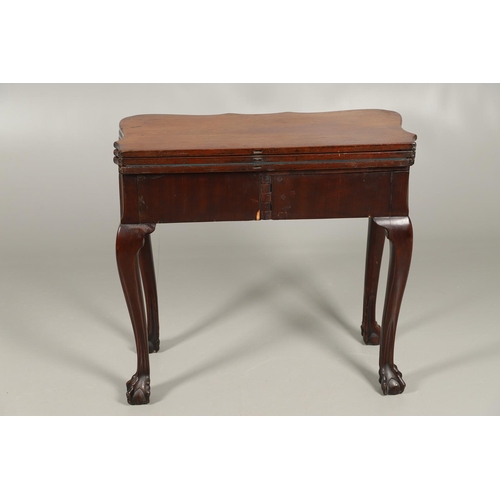 486 - A GEORGE II MAHOGANY DOUBLE FOLD OVER CARD TABLE. possibly Irish, the first fold revealing a plain t... 