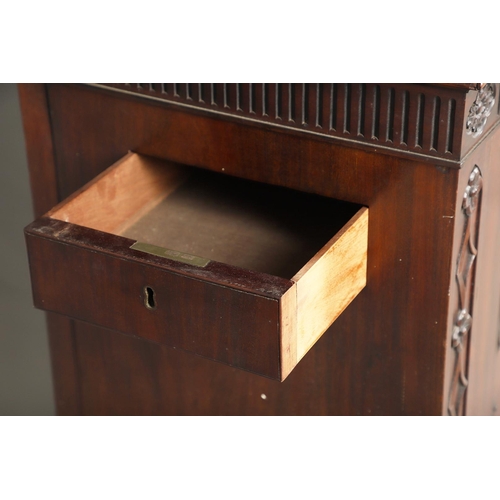 487 - A REGENCY MAHOGANY LIBRARY BOOKCASE, POSSIBLY IRISH. with later carved Gothic style decoration, incl... 