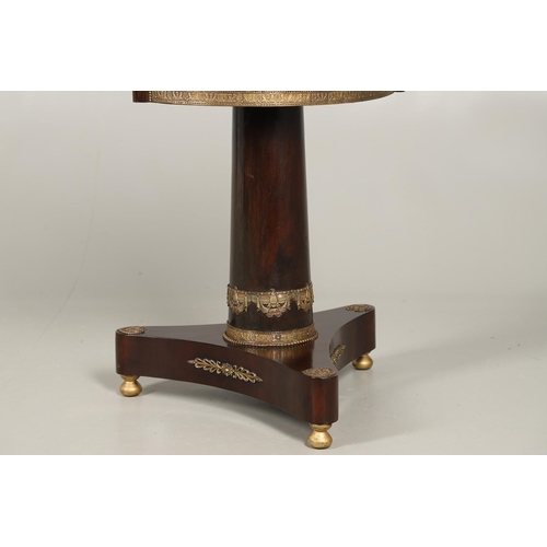 493 - AN EMPIRE STYLE ROSEWOOD JARDINIERE STAND. of elliptical form, the original tin liner upon a cylindr... 