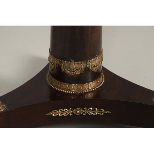 493 - AN EMPIRE STYLE ROSEWOOD JARDINIERE STAND. of elliptical form, the original tin liner upon a cylindr... 