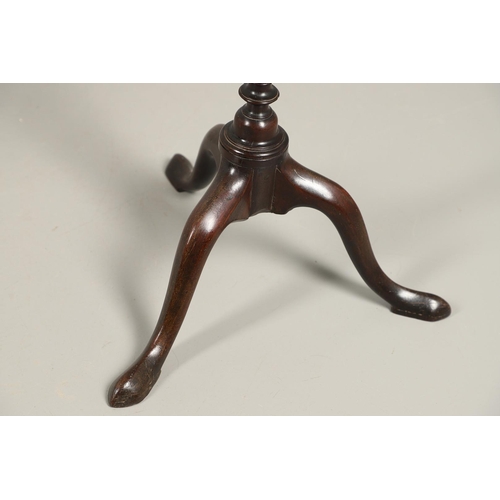 496 - A GEORGE III MAHOGANY PEDESTAL WINE TABLE. the galleried six sided top upon a turned column and trip... 