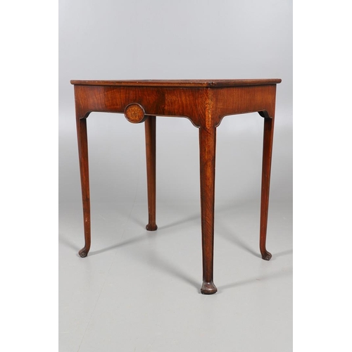 499 - A WILLIAM AND MARY STYLE WALNUT SIDE TABLE. with foliate penwork panels panels set to the single dra... 