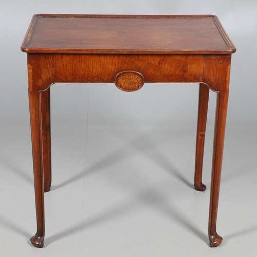 499 - A WILLIAM AND MARY STYLE WALNUT SIDE TABLE. with foliate penwork panels panels set to the single dra... 