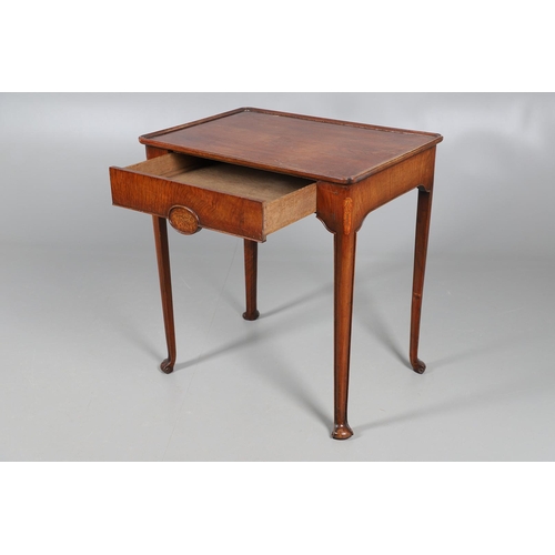 499 - A WILLIAM AND MARY STYLE WALNUT SIDE TABLE. with foliate penwork panels panels set to the single dra... 