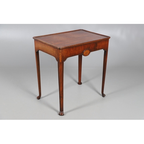 499 - A WILLIAM AND MARY STYLE WALNUT SIDE TABLE. with foliate penwork panels panels set to the single dra... 