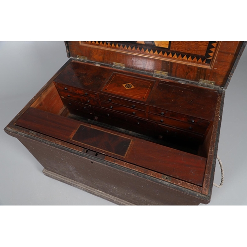 505 - A 19TH CENTURY CABINET MAKER'S TOOL CHEST. possibly a master shipwright’s chest, the hinged lid reve... 