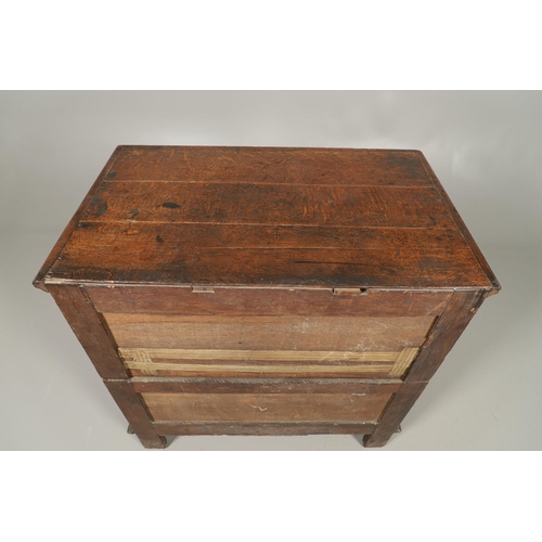 528 - A LATE 17TH CENTURY OAK CHEST OF DRAWERS. the triple plank top to panelled sides and four long panel... 