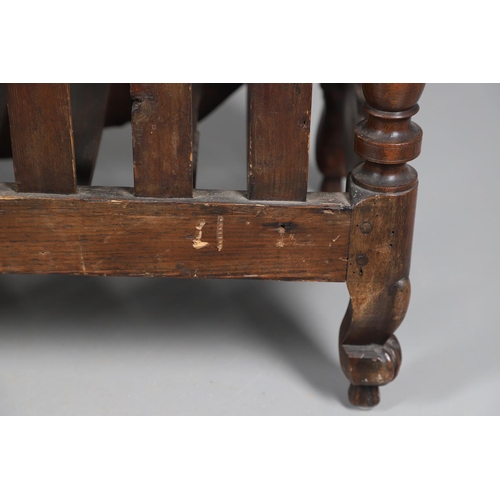 536 - AN ANTIQUE FRENCH FRUITWOOD FOOD HUTCH. open turned spindles joined by a scroll carved apron, fitted... 