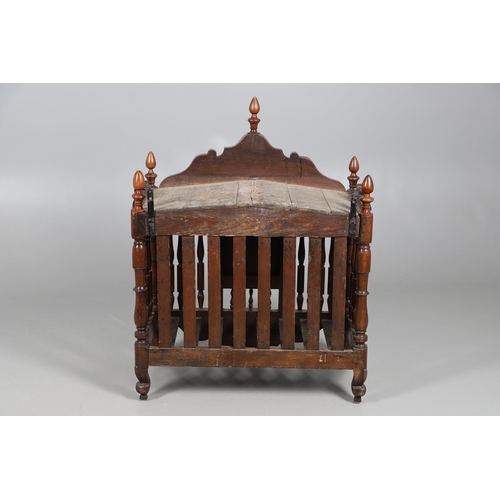 536 - AN ANTIQUE FRENCH FRUITWOOD FOOD HUTCH. open turned spindles joined by a scroll carved apron, fitted... 