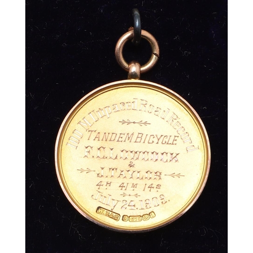 552 - LARGE COLLECTION OF EARLY CYCLING GOLD & SILVER MEDALS, & EPHEMERA - FREDERICK LOWCOCK. A large and ... 