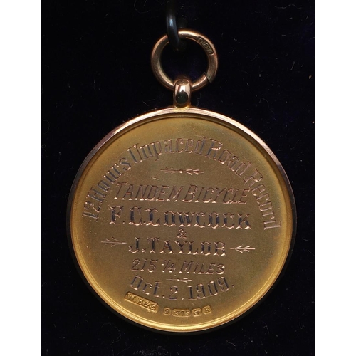 552 - LARGE COLLECTION OF EARLY CYCLING GOLD & SILVER MEDALS, & EPHEMERA - FREDERICK LOWCOCK. A large and ... 